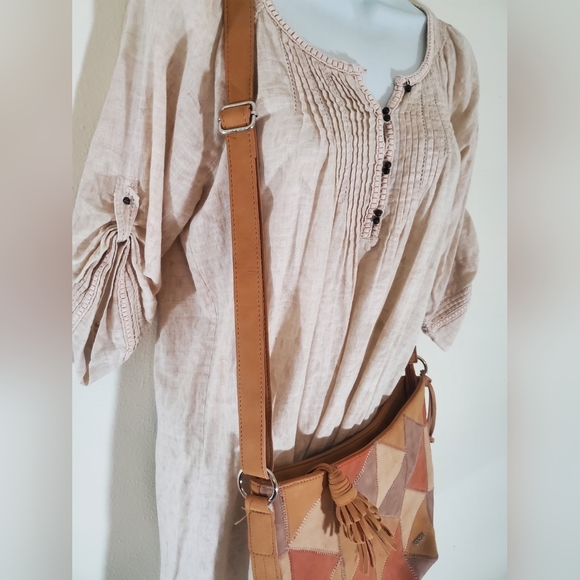 Kenzie Crossbody Vegan Leather Patchwork Hobo Bag Purse - Picture 5 of 5